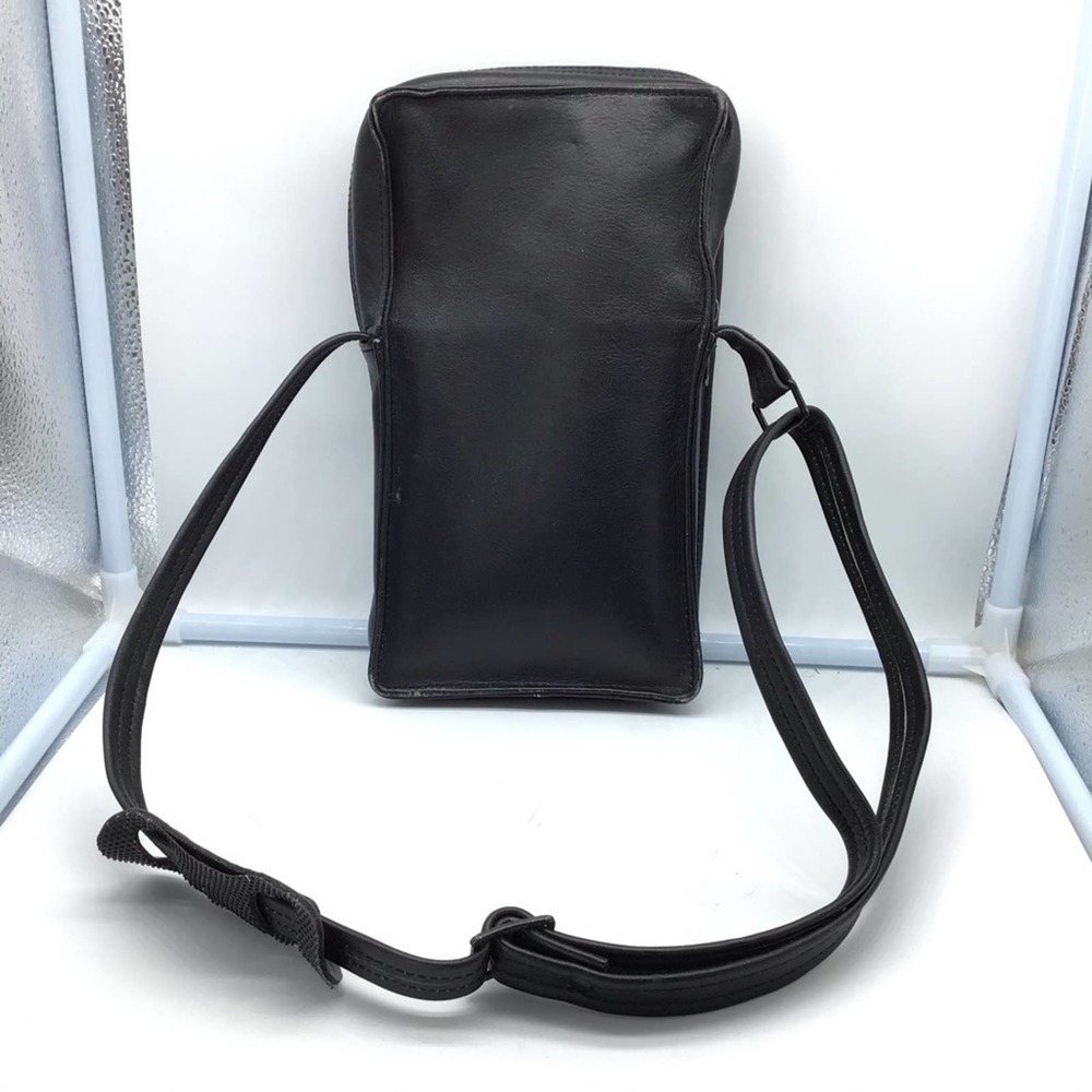 BRAND black leather travel bag w/adjustable strap - Picture 14 of 16